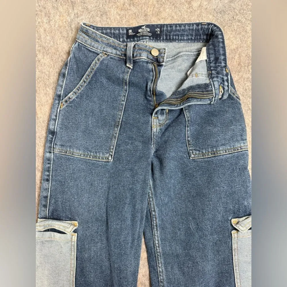 Vintage Hollister Dad‎ Jeans Women's 24 X 31 Blue Denim Cotton Ultra High Rise